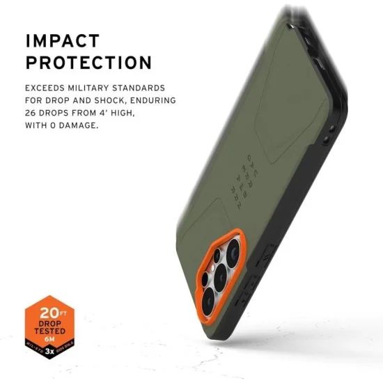 UAG Civilian w/Magnet Case for Galaxy S26 Ultra - Olive Drab / Orange